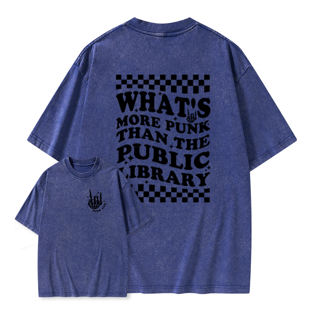 Pagewings punk the public library Unisex Washed T-shirt