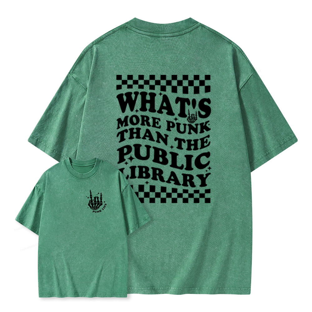 Pagewings punk the public library Unisex Washed T-shirt