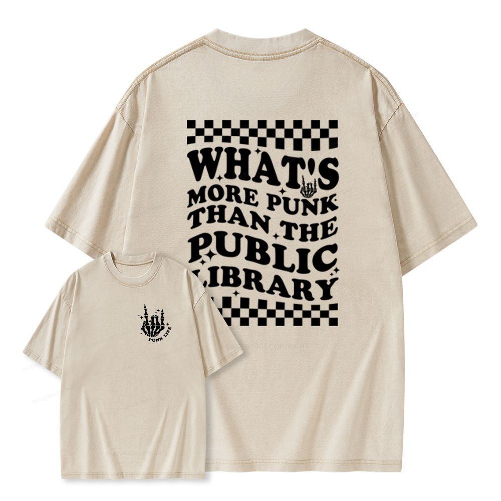Pagewings punk the public library Unisex Washed T-shirt