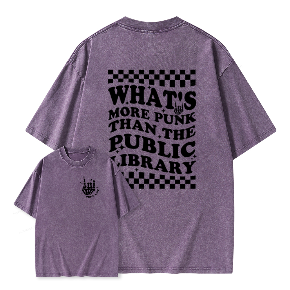 Pagewings punk the public library Unisex Washed T-shirt