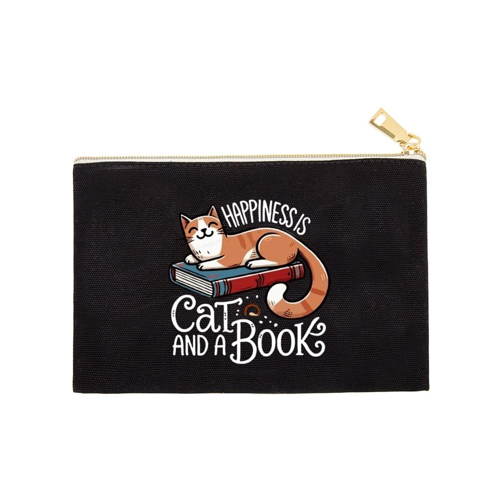 Pagewings Happiness Is A Cat And A Book Unisex Pouch