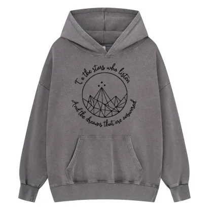 Pagewings To The Stars Who Listen Unisex Washed Hoodie