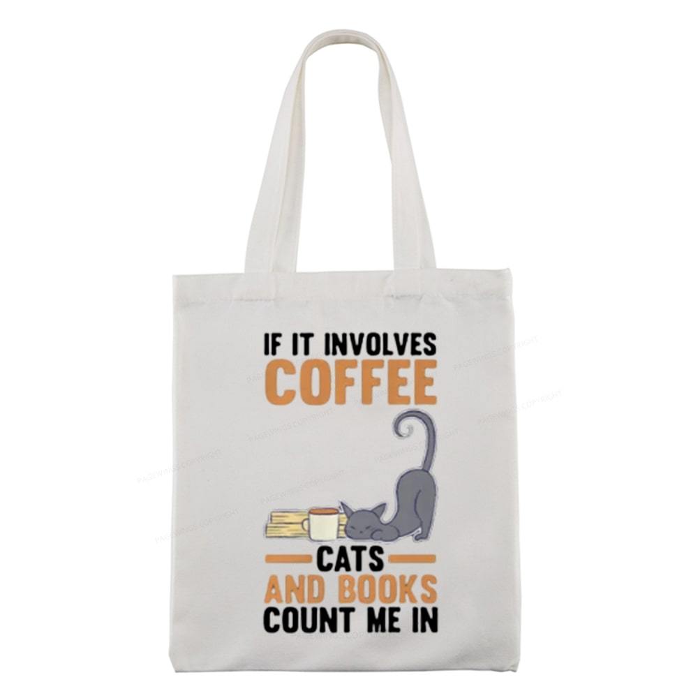 Pagewings Cats Reading Books Coffee Tote Bag