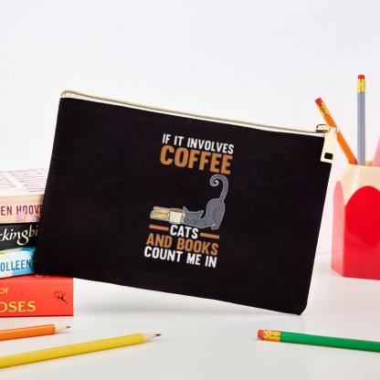 Pagewings Cats Reading Books Coffee Pouch