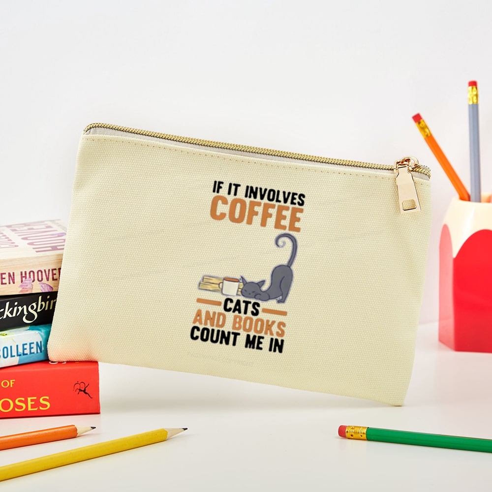 Pagewings Cats Reading Books Coffee Pouch