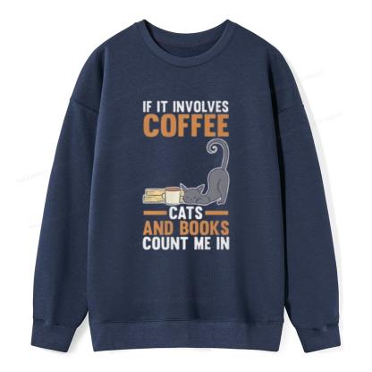 Pagewings Cats Reading Books Coffee T Shirts Unisex Classic Sweatshirt