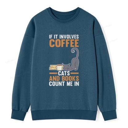 Pagewings Cats Reading Books Coffee T Shirts Unisex Classic Sweatshirt