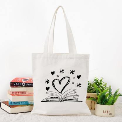 Pagewings Bookworm Librarian Valentines Day Book Tote Bag