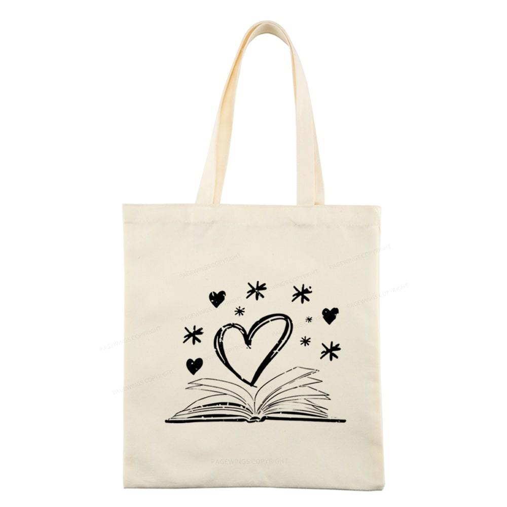 Pagewings Bookworm Librarian Valentines Day Book Tote Bag