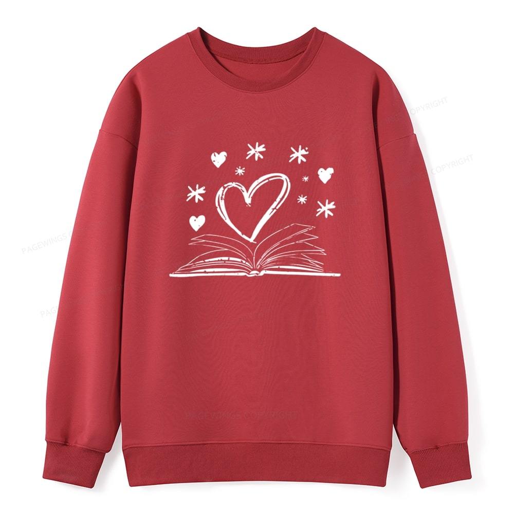 Pagewings Bookworm Librarian Valentines Day Book Unisex Classic Sweatshirt