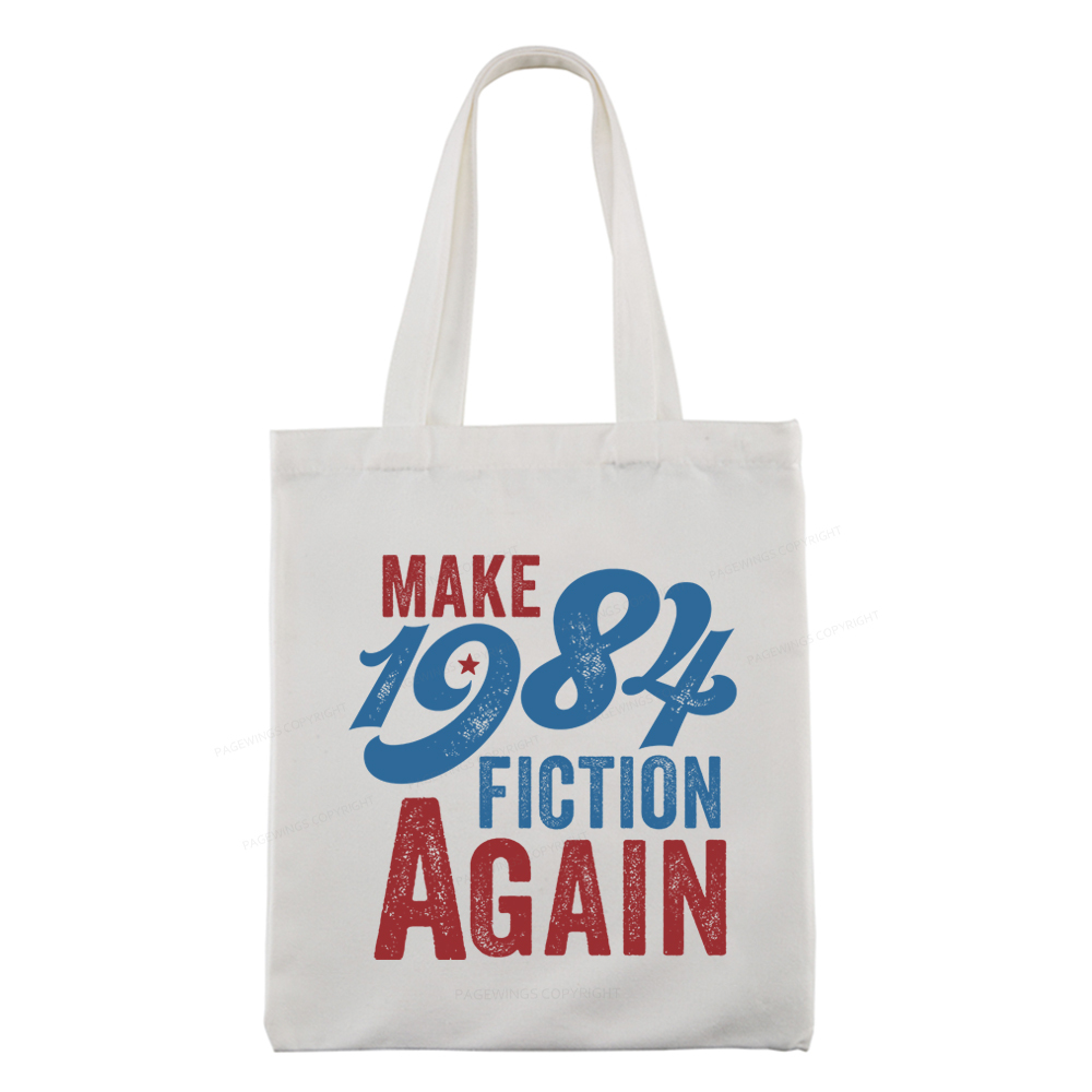 Pagewing Make 1984 Fiction Again Solid and Distressed Tote Bag