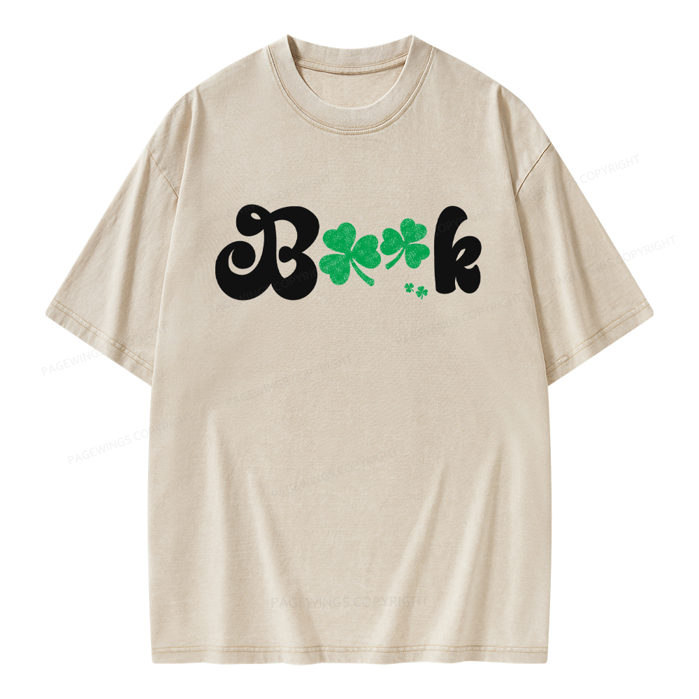 Shamrock Book St Patricks Day Unisex Washed T-shirt