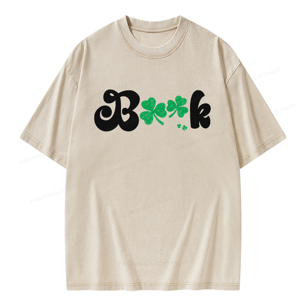Shamrock Book St Patricks Day Unisex Washed T-shirt
