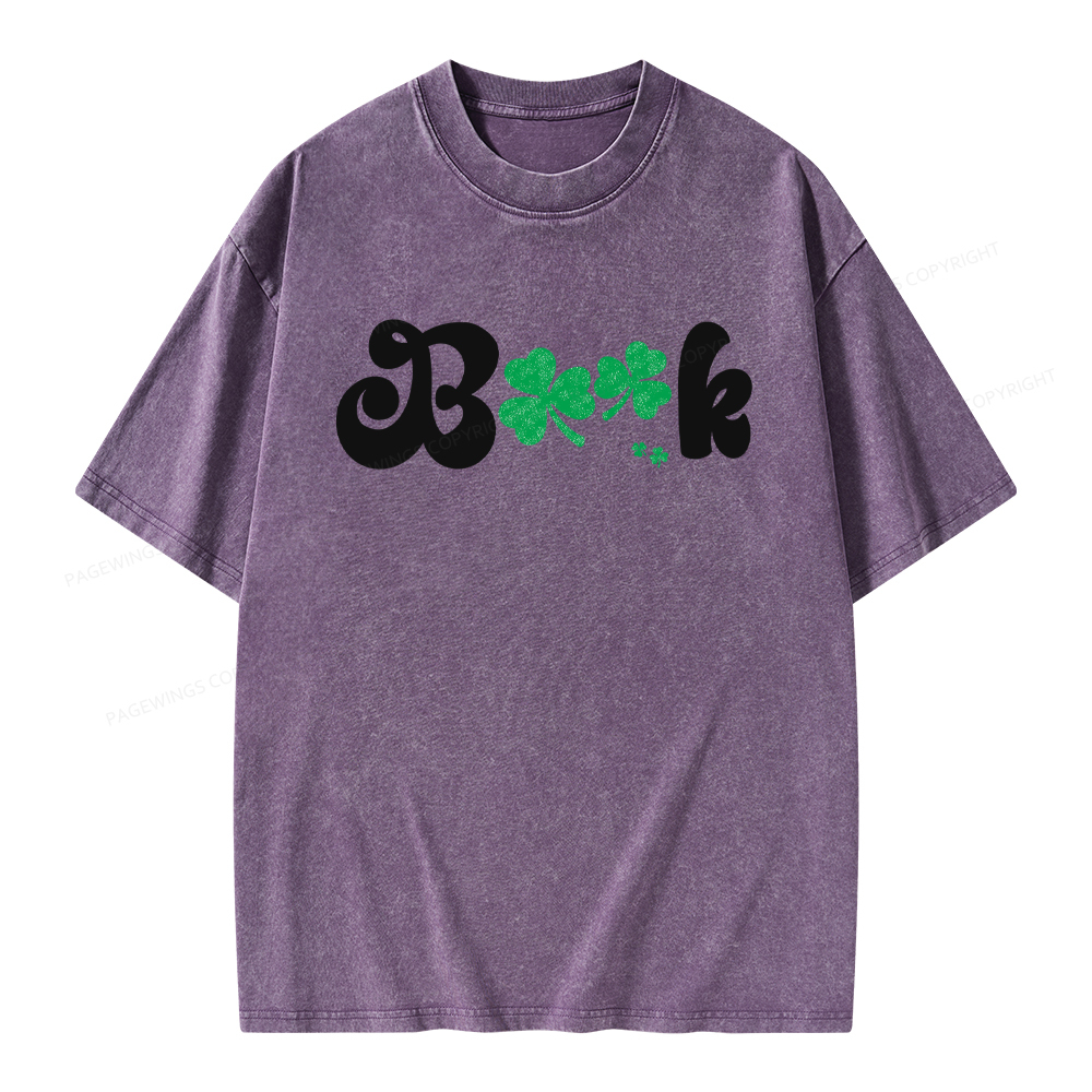 Shamrock Book St Patricks Day Unisex Washed T-shirt