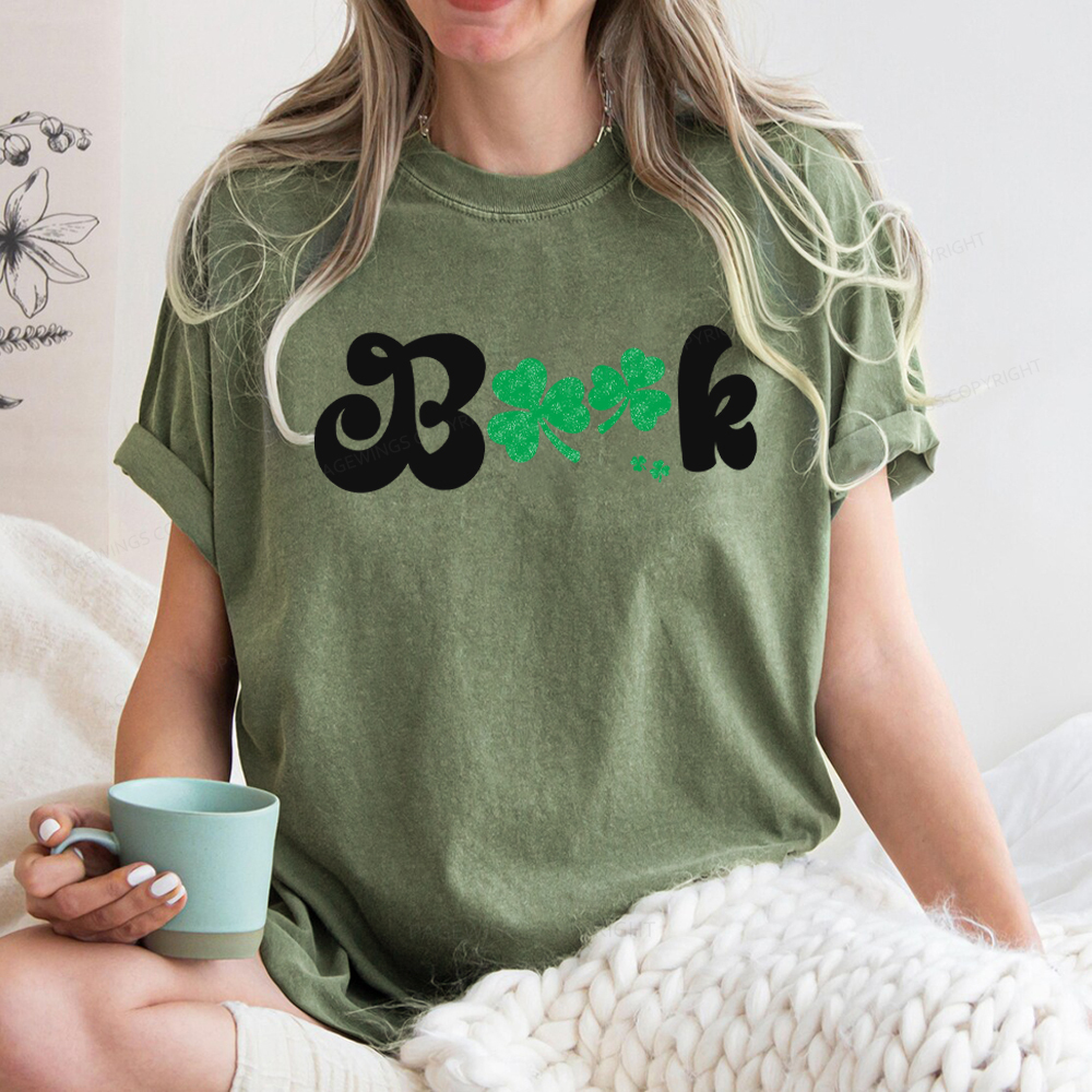Shamrock Book St Patricks Day Unisex Washed T-shirt