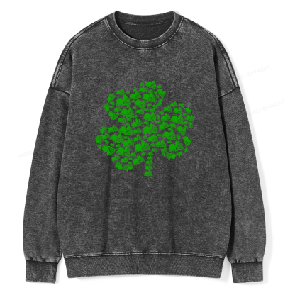 Shamrock Book St Patricks Day Unisex Washed Sweatshirt