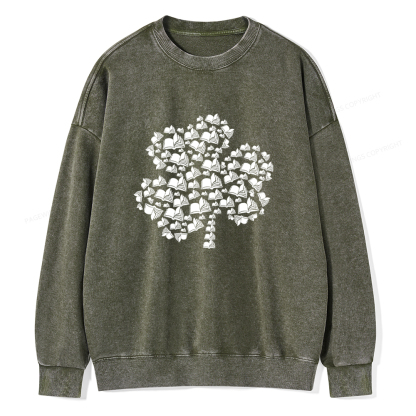 Shamrock Book St Patricks Day Unisex Washed Sweatshirt