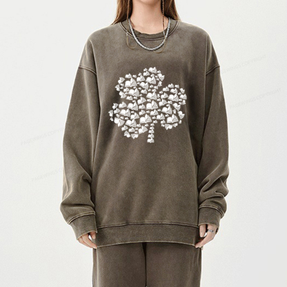 Shamrock Book St Patricks Day Unisex Washed Sweatshirt