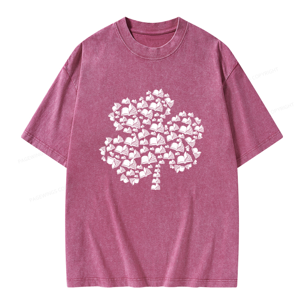 Shamrock Book St Patricks Day Unisex Washed T-shirt