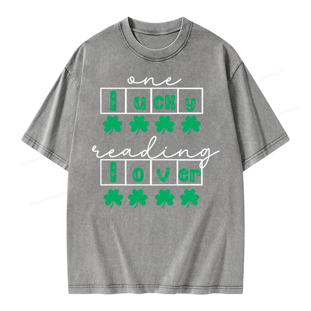 One Lucky Book Lover St Patricks Day Unisex Washed T-shirt