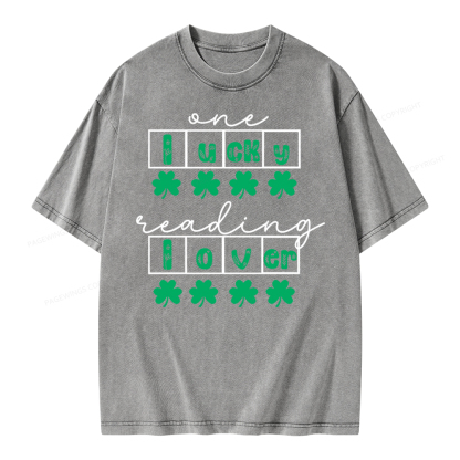 One Lucky Book Lover St Patricks Day Unisex Washed T-shirt