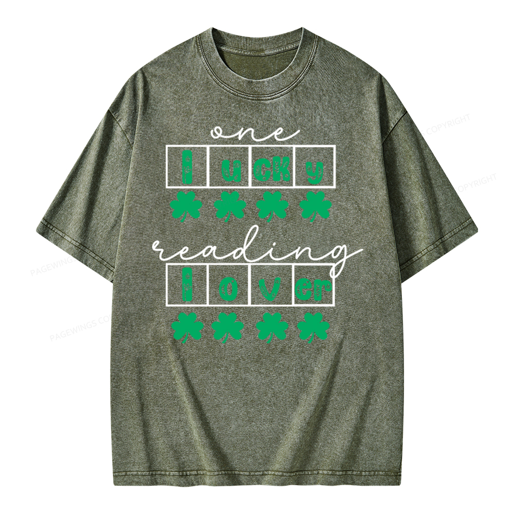One Lucky Book Lover St Patricks Day Unisex Washed T-shirt