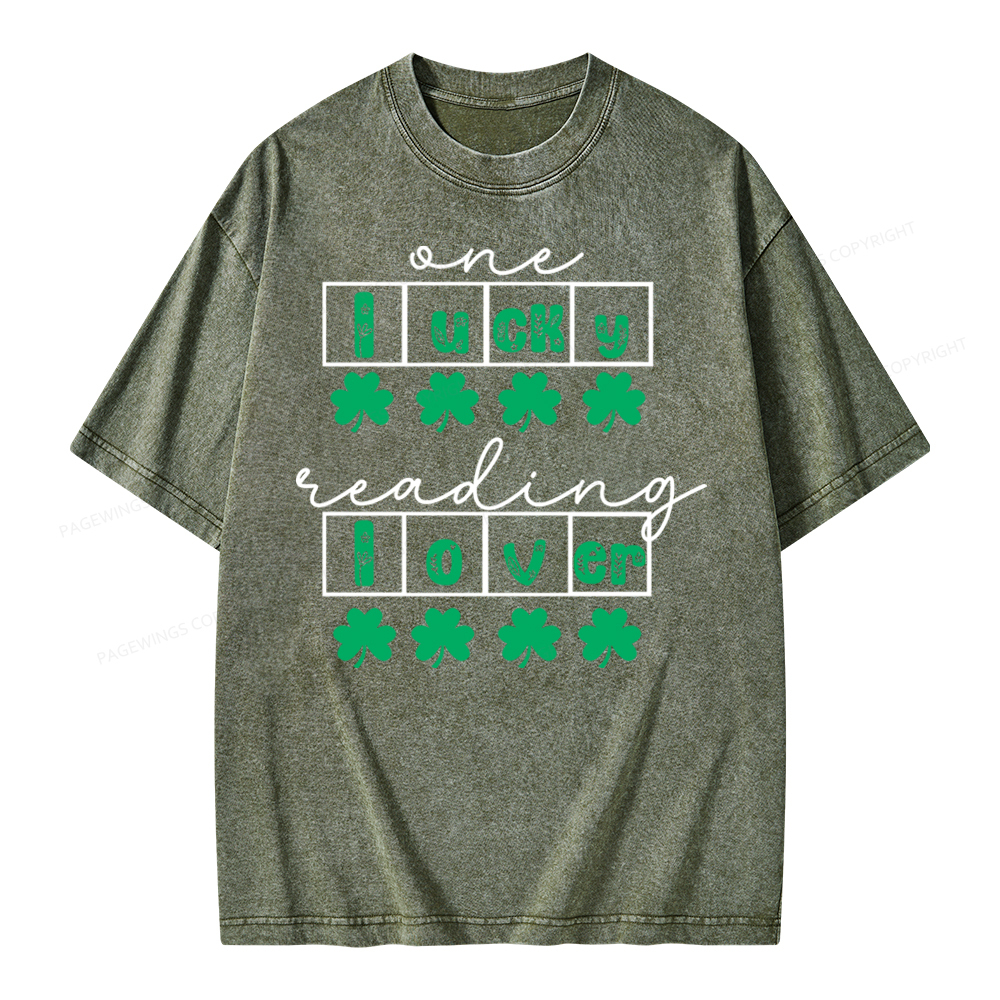 One Lucky Book Lover St Patricks Day Unisex Washed T-shirt