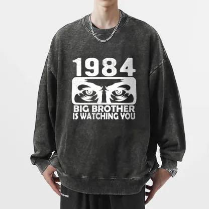 Pagewings  Big Brother is Watching You Unisex Washed Sweatshirt