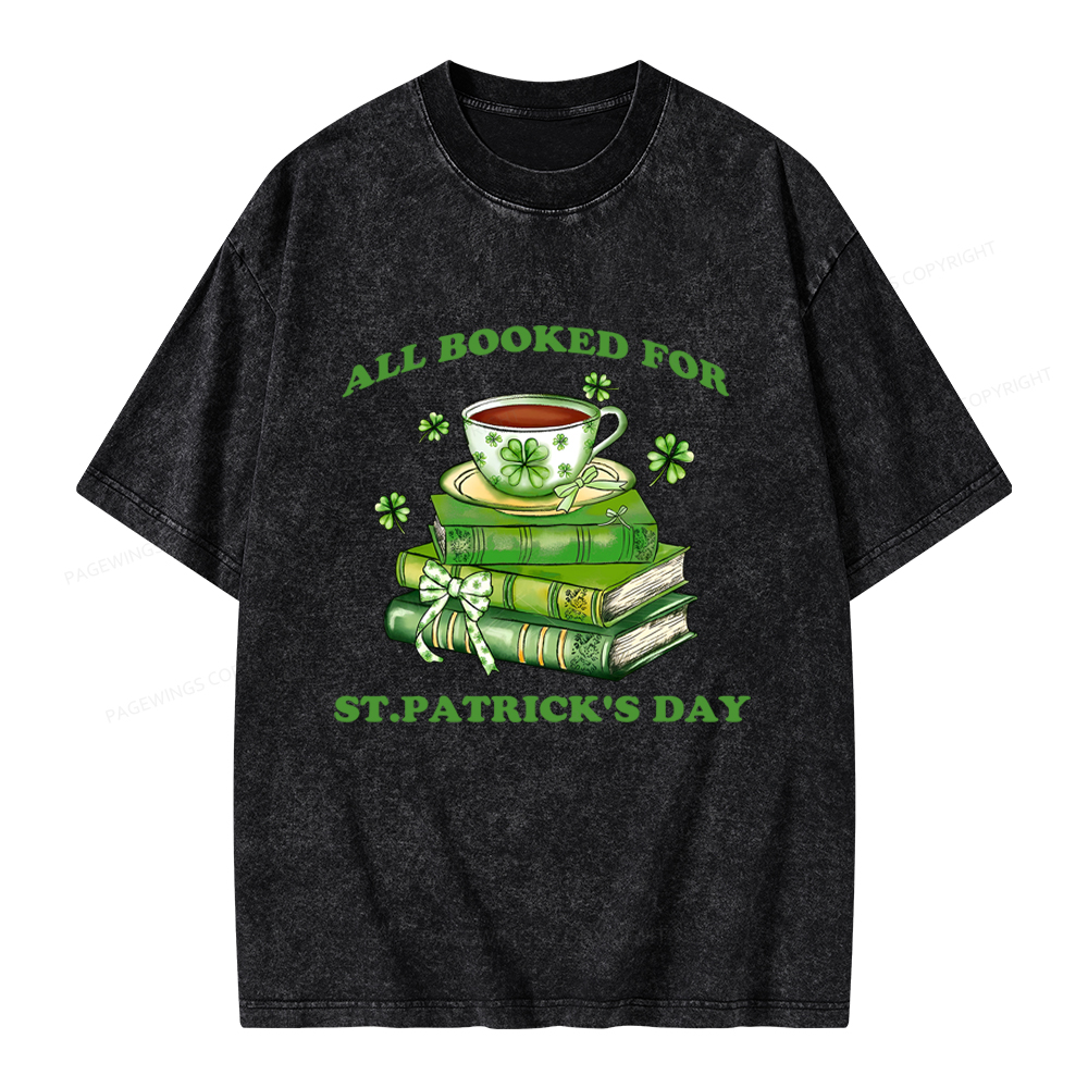 Pagewings All Booked For St. Patrick's Day Unisex Washed T-shirt