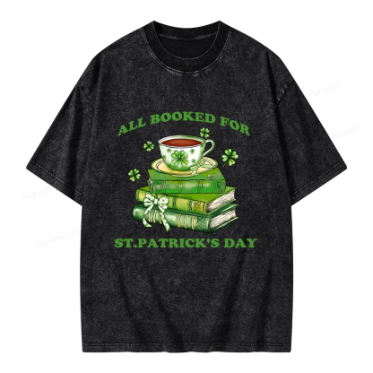 Pagewings All Booked For St. Patrick's Day Unisex Washed T-shirt