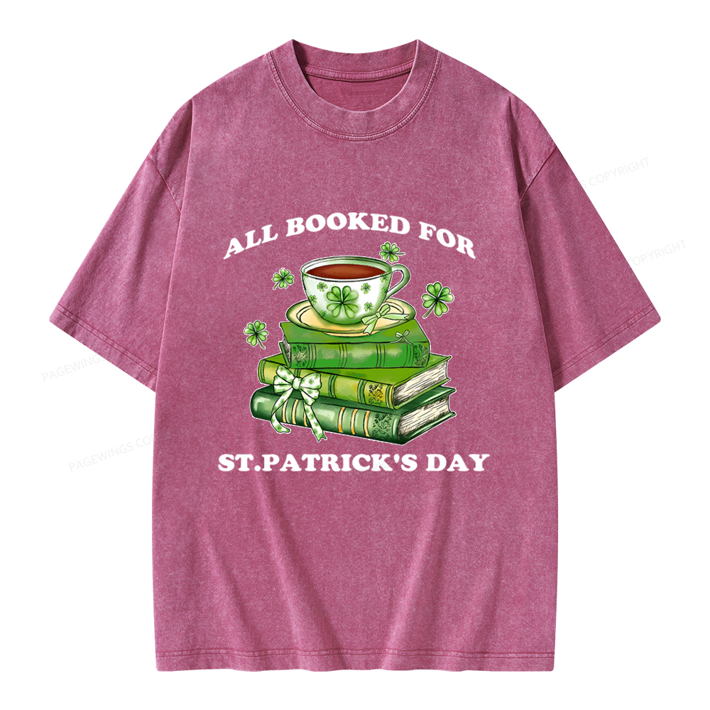 Pagewings All Booked For St. Patrick's Day Unisex Washed T-shirt