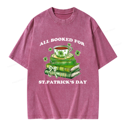 Pagewings All Booked For St. Patrick's Day Unisex Washed T-shirt