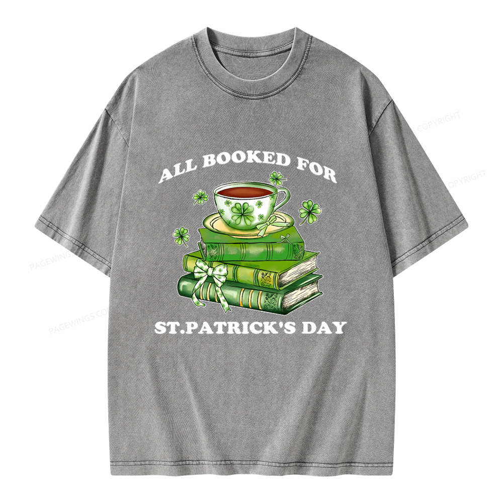 Pagewings All Booked For St. Patrick's Day Unisex Washed T-shirt