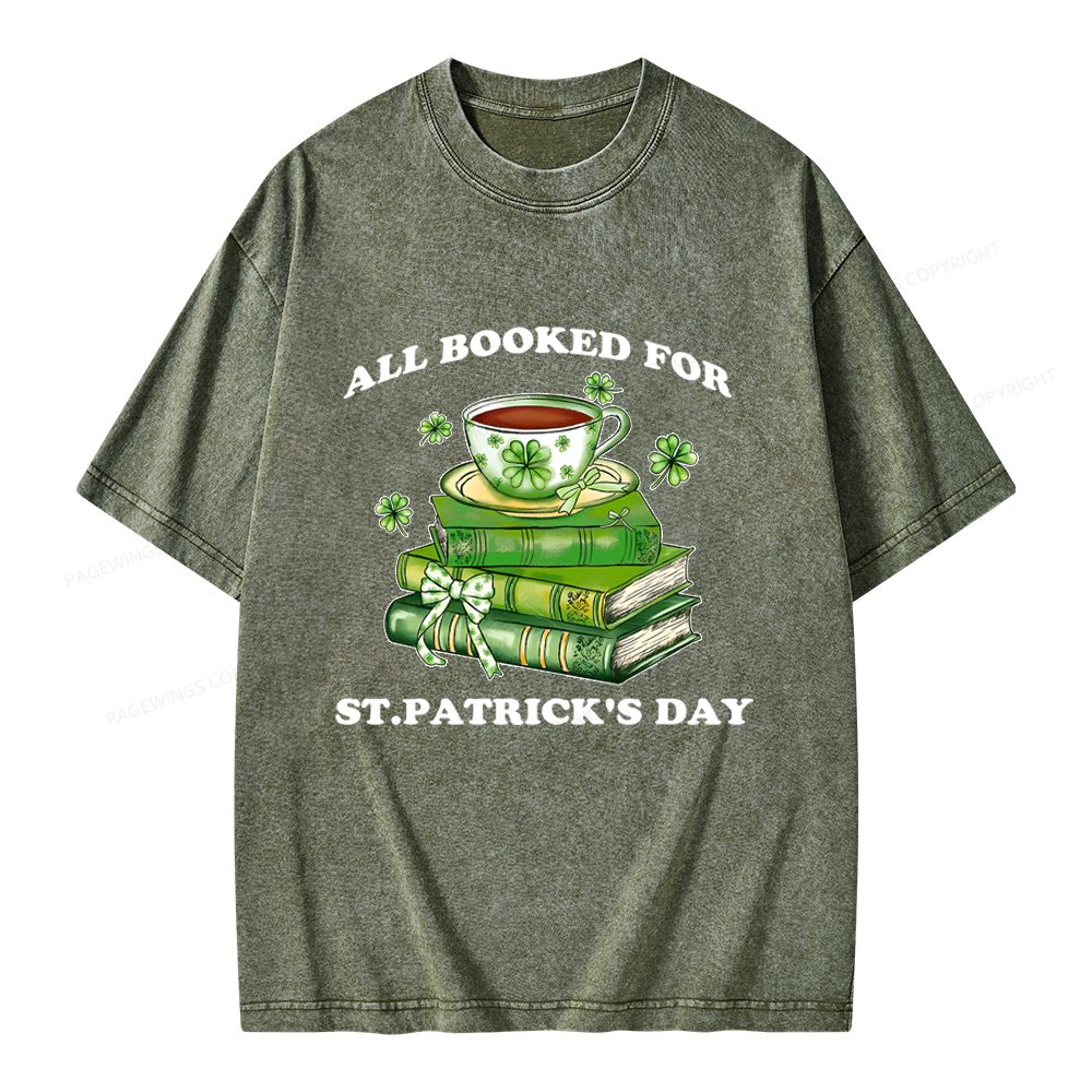 Pagewings All Booked For St. Patrick's Day Unisex Washed T-shirt