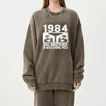 Pagewings  Big Brother is Watching You Unisex Washed Sweatshirt