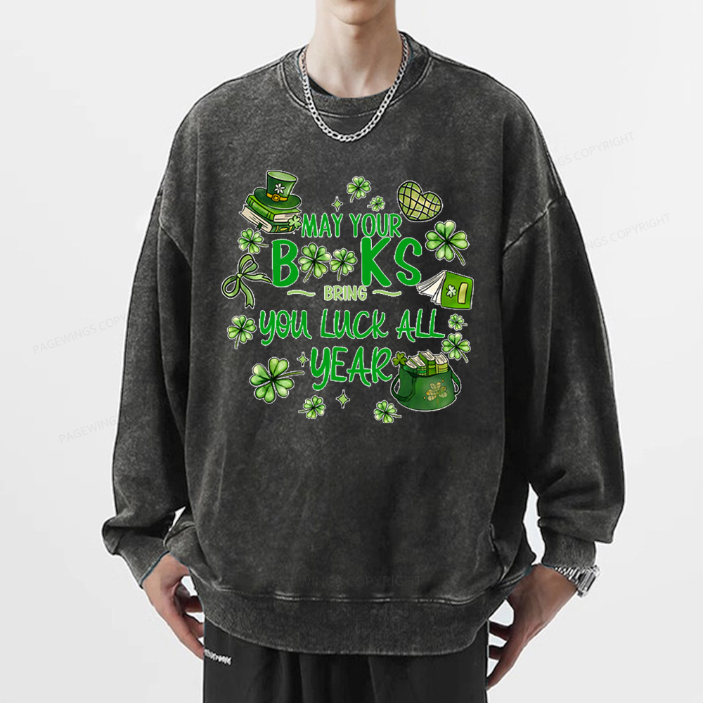 Pagewings St. Patrick's Day Lucky Unisex Washed Sweatshirt