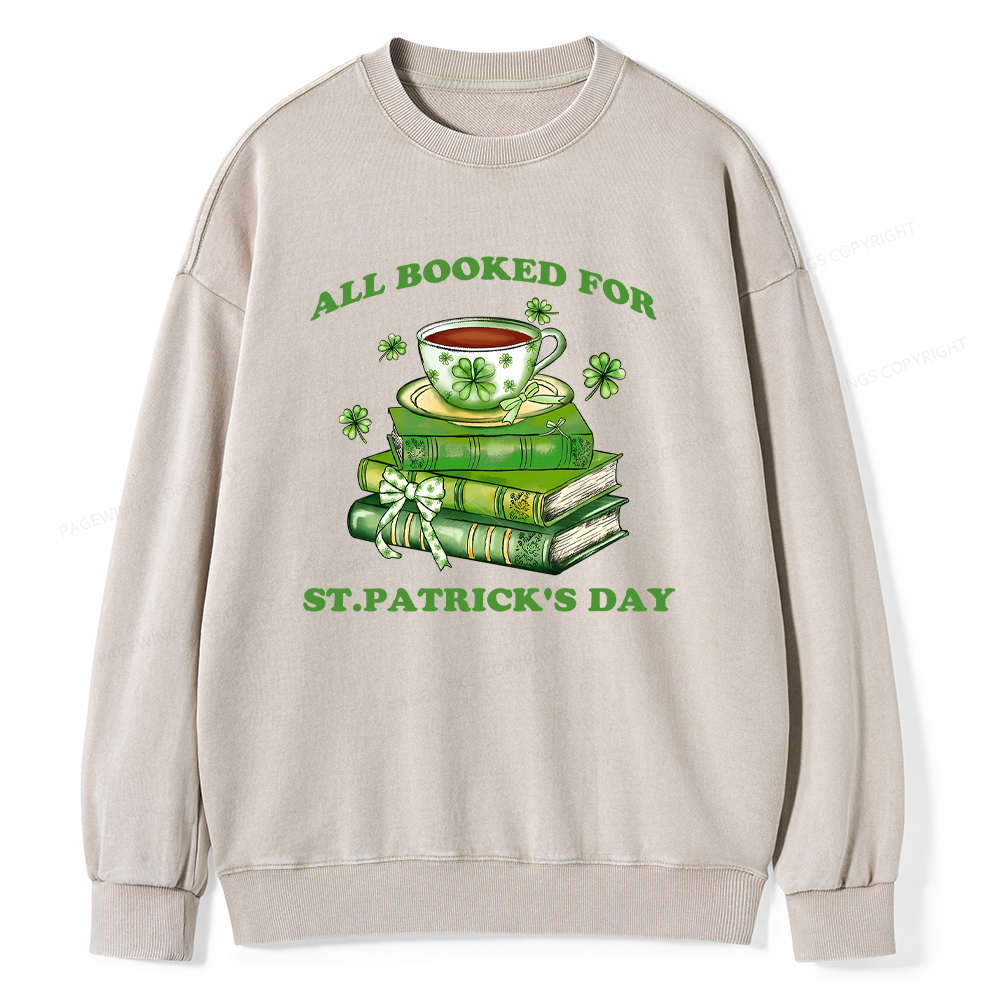 Pagewings All Booked For St. Patrick's Day Washed Sweatshirt
