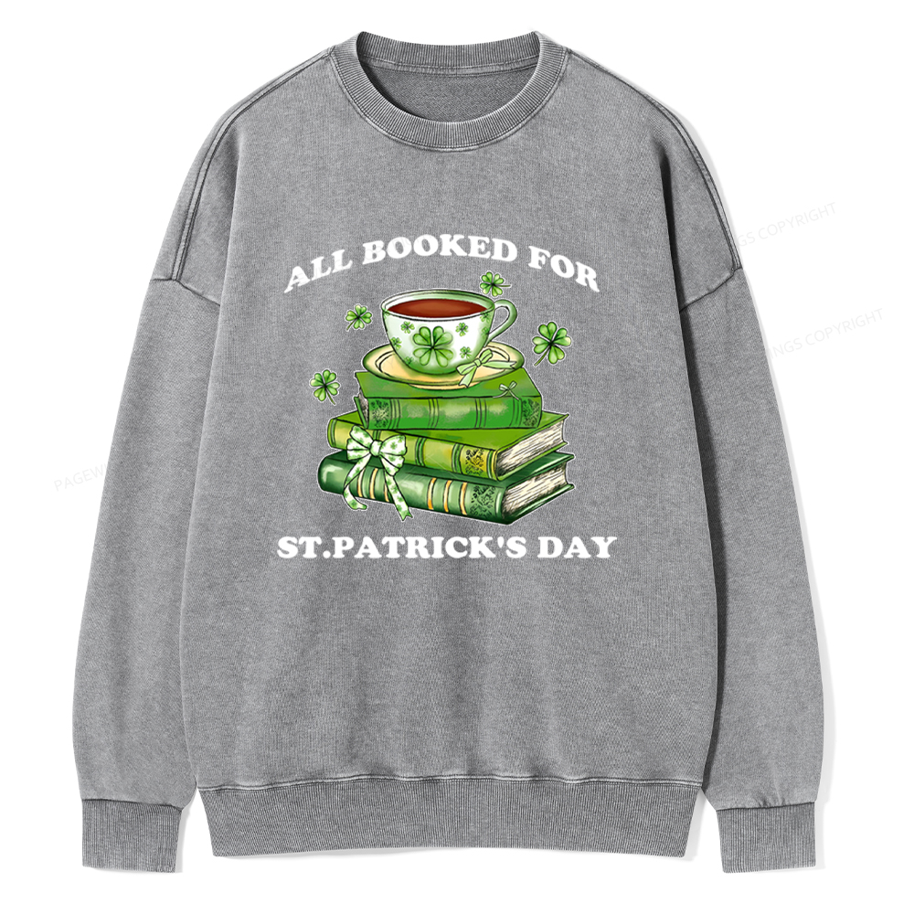 Pagewings All Booked For St. Patrick's Day Washed Sweatshirt
