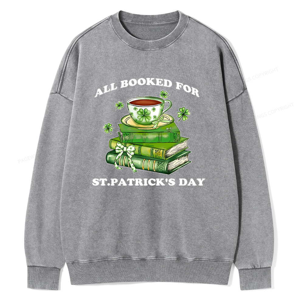 Pagewings All Booked For St. Patrick's Day Washed Sweatshirt