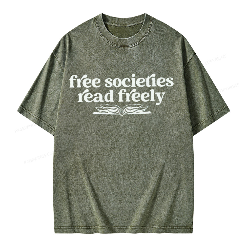 Pagewings Stop Book Banning Unisex Washed T-shirt