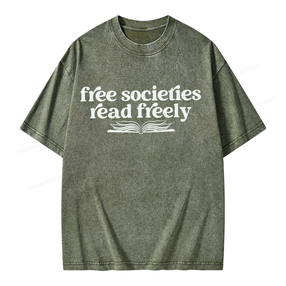 Pagewings Stop Book Banning Unisex Washed T-shirt