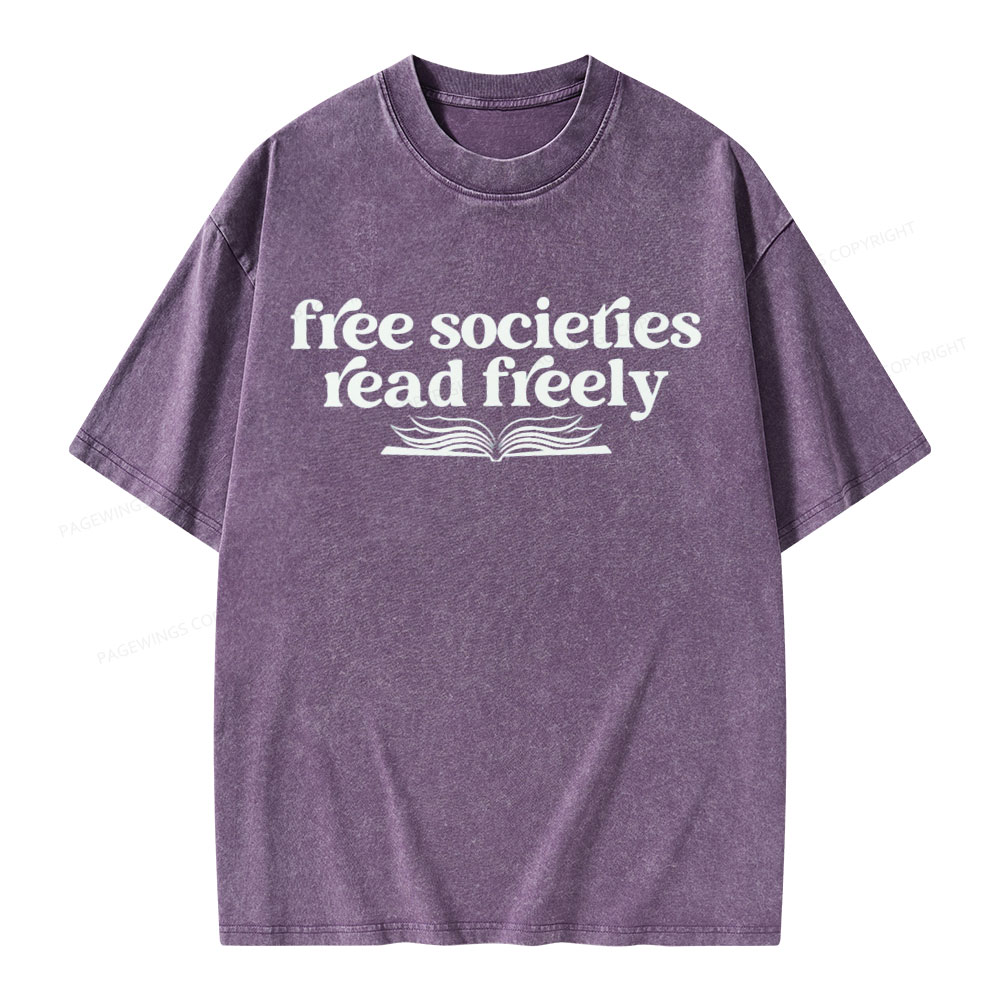 Pagewings Stop Book Banning Unisex Washed T-shirt