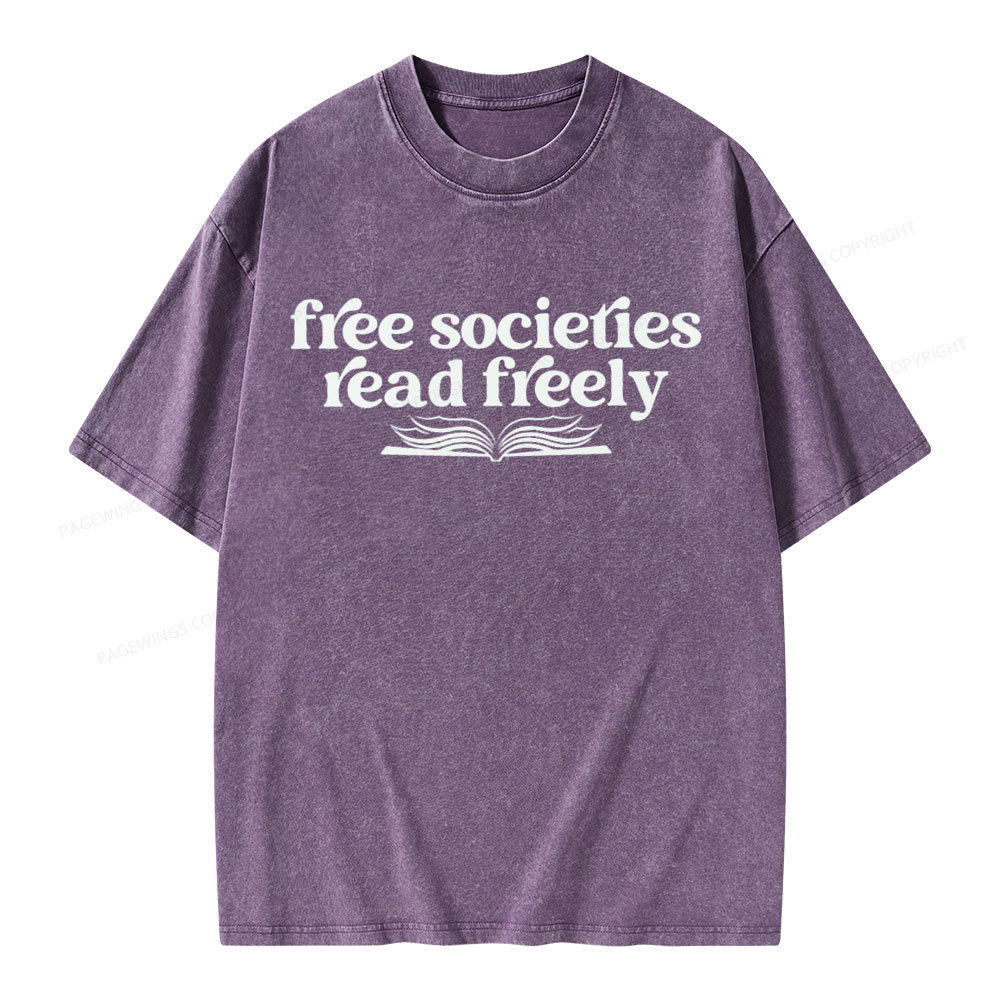 Pagewings Stop Book Banning Unisex Washed T-shirt