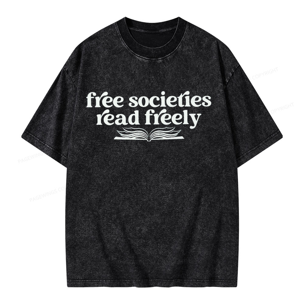 Pagewings Stop Book Banning Unisex Washed T-shirt