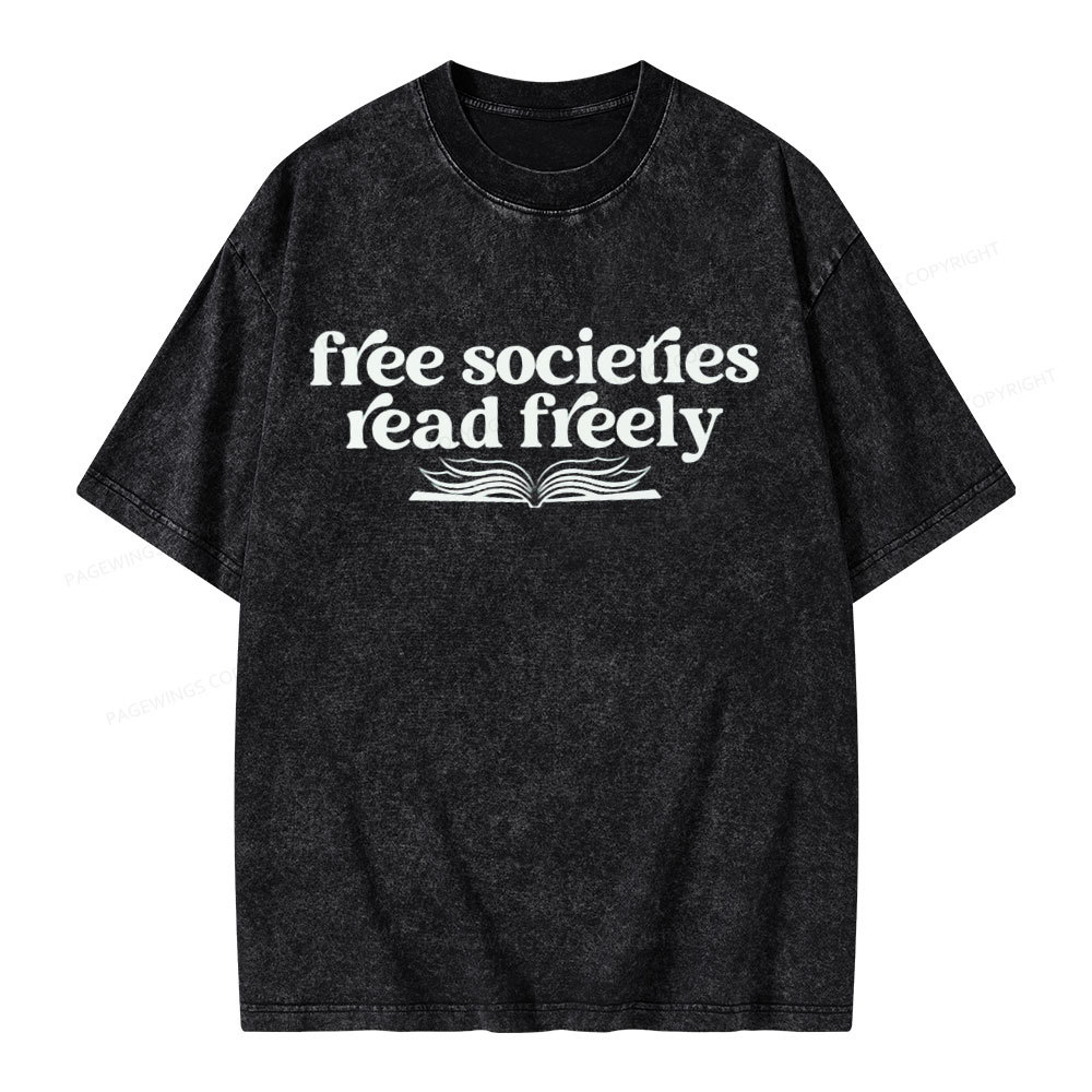 Pagewings Stop Book Banning Unisex Washed T-shirt