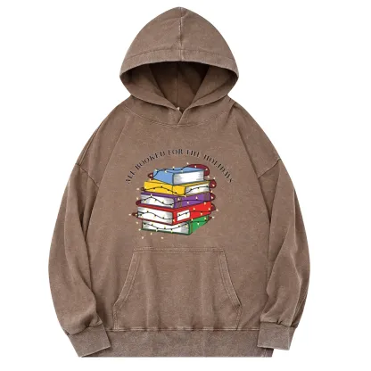 Pagewings Christmas All Booked For the Holidays Unisex Washed Hoodie