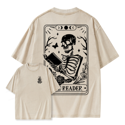 Pagewings The Reader Tarot Card Front And Back Printing Shirt Unisex Washed T-shirt