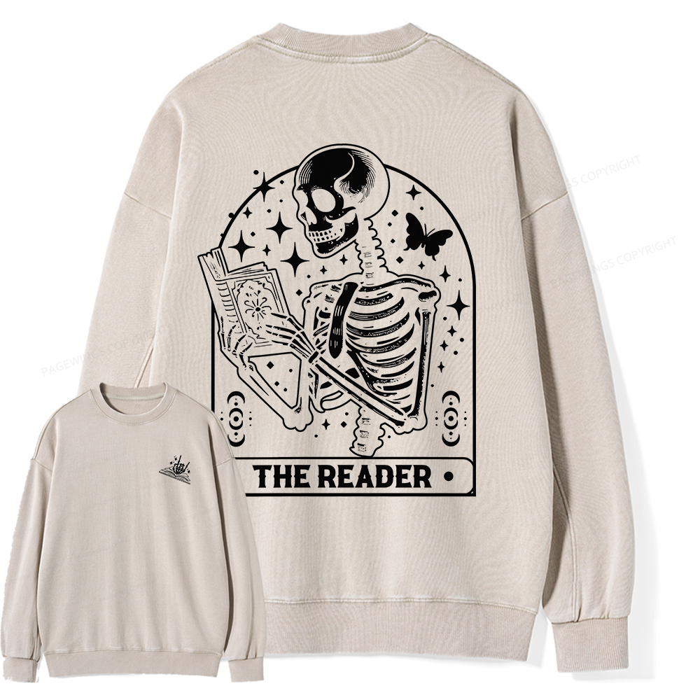 Pagewings The Reader Tarot Card Shirt Unisex Washed Sweatshirt