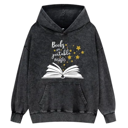 Pagewings Book Are Portable Magic Unisex Washed Hoodie