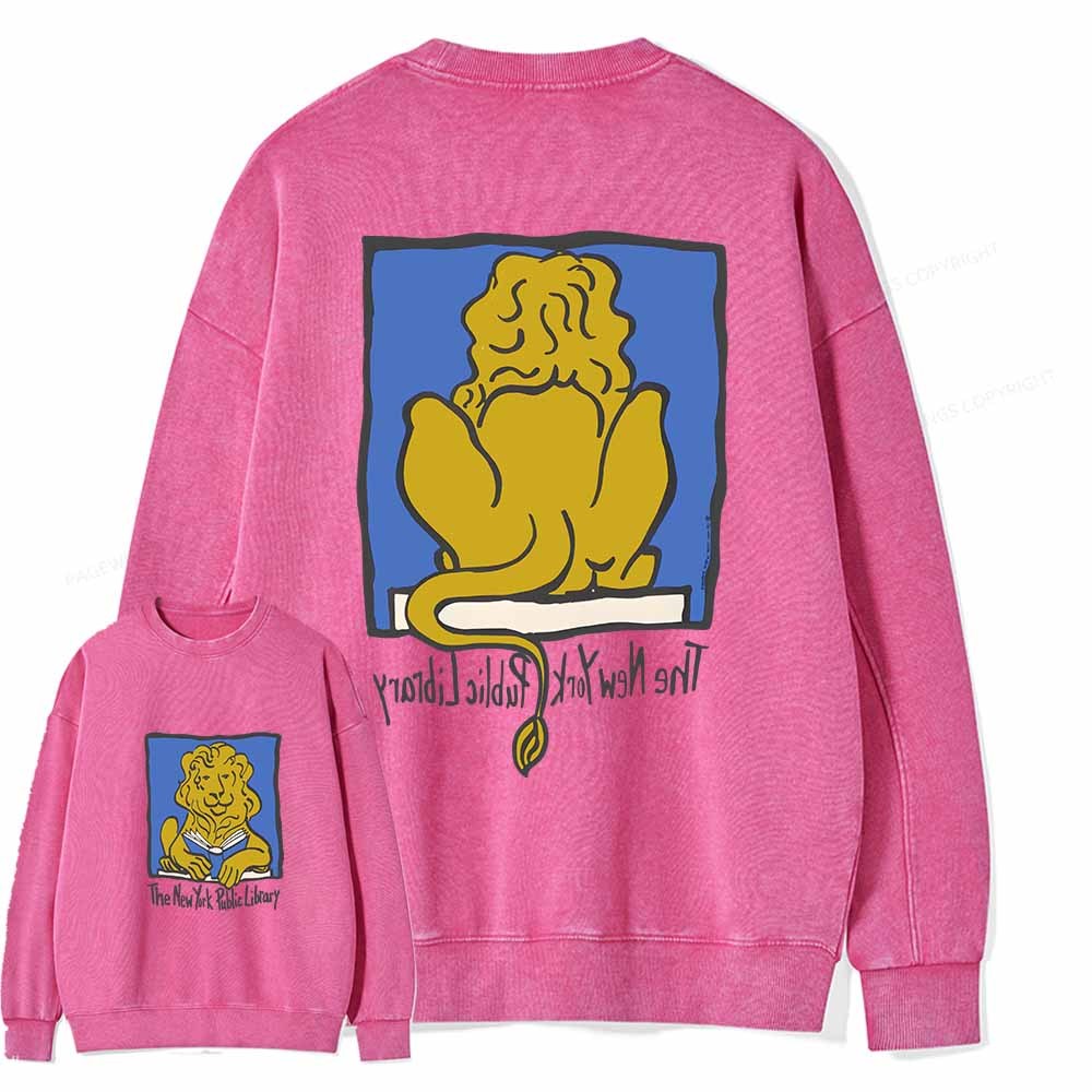 Pagewings Vintage New York Library Tee Unique Find Unisex Bookworm Perfect Gift Unisex Washed Sweatshirt